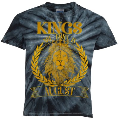 Vintage Lion Kings Are Born In August Kids Tie-Dye T-Shirt