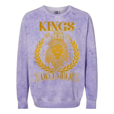 Vintage Lion Kings Are Born In December Colorblast Crewneck Sweatshirt