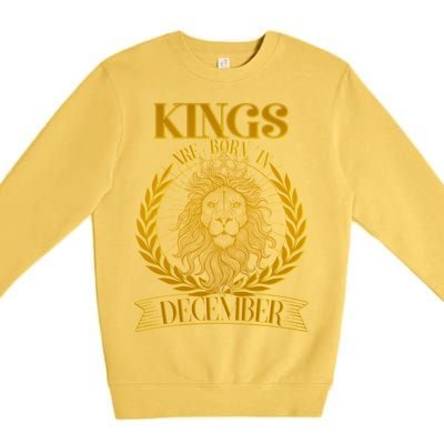 Vintage Lion Kings Are Born In December Premium Crewneck Sweatshirt