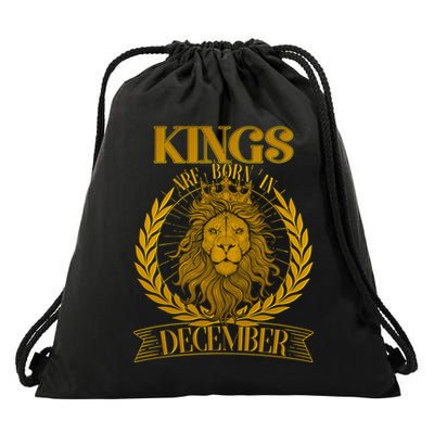 Vintage Lion Kings Are Born In December Drawstring Bag