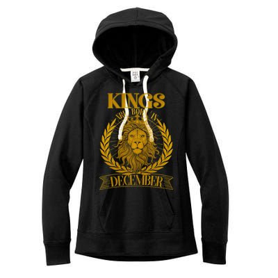 Vintage Lion Kings Are Born In December Women's Fleece Hoodie