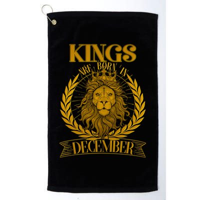 Vintage Lion Kings Are Born In December Golf Towel