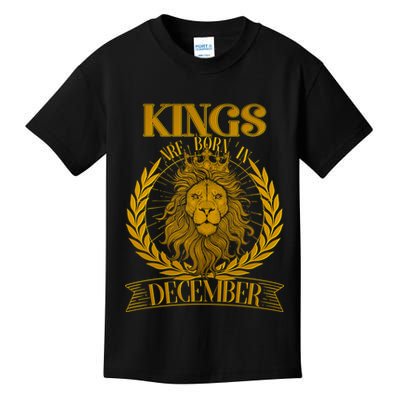 Vintage Lion Kings Are Born In December Kids T-Shirt