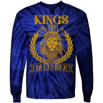 Vintage Lion Kings Are Born In December Tie-Dye Long Sleeve Shirt