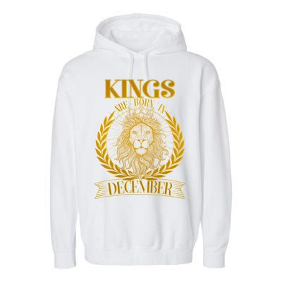 Vintage Lion Kings Are Born In December Garment-Dyed Fleece Hoodie