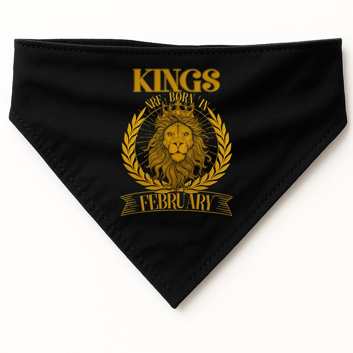 Vintage Lion Kings Are Born In February USA-Made Doggie Bandana
