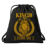 Vintage Lion Kings Are Born In February Drawstring Bag