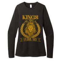 Vintage Lion Kings Are Born In February Womens CVC Long Sleeve Shirt