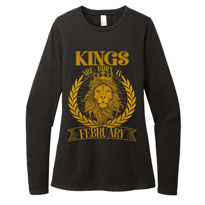 Vintage Lion Kings Are Born In February Womens CVC Long Sleeve Shirt