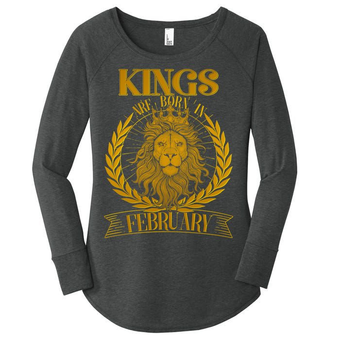 Vintage Lion Kings Are Born In February Women's Perfect Tri Tunic Long Sleeve Shirt