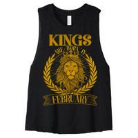 Vintage Lion Kings Are Born In February Women's Racerback Cropped Tank