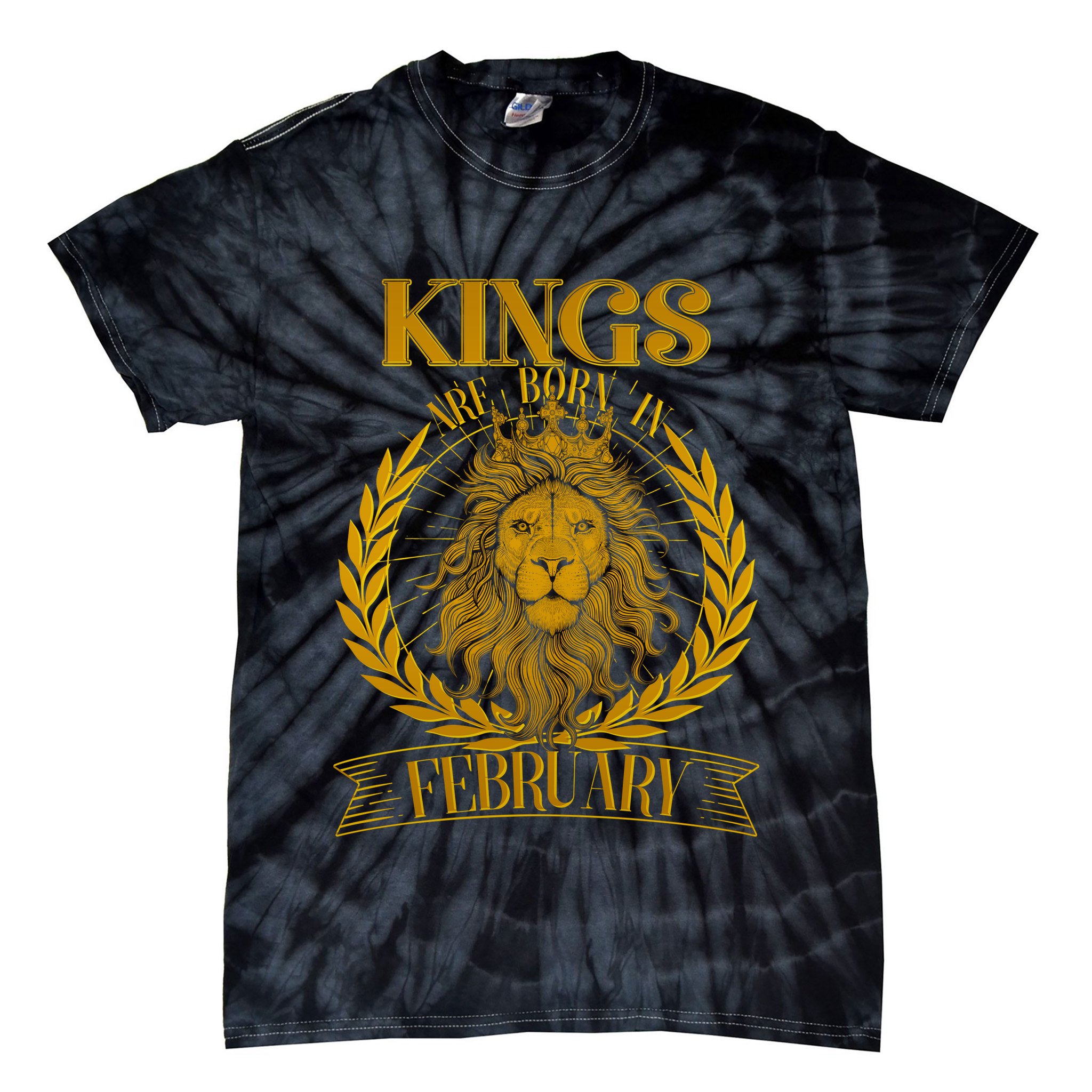 Vintage Lion Kings Are Born In February Tie-Dye T-Shirt