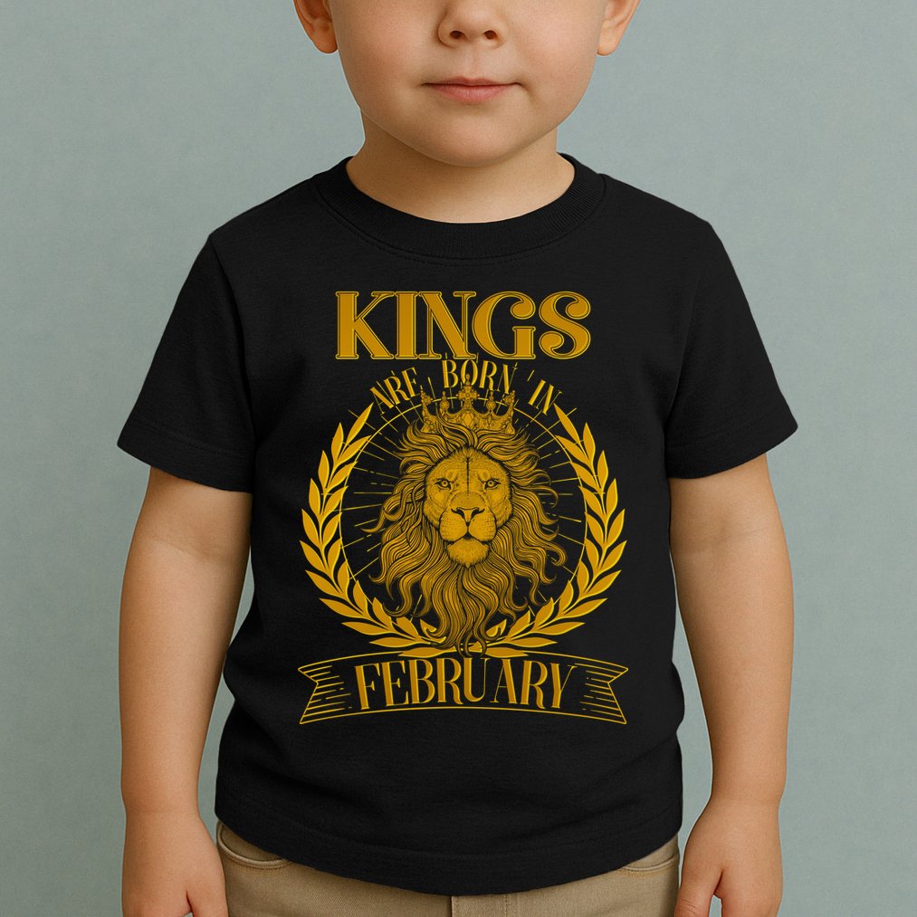 Vintage Lion Kings Are Born In February Toddler T-Shirt