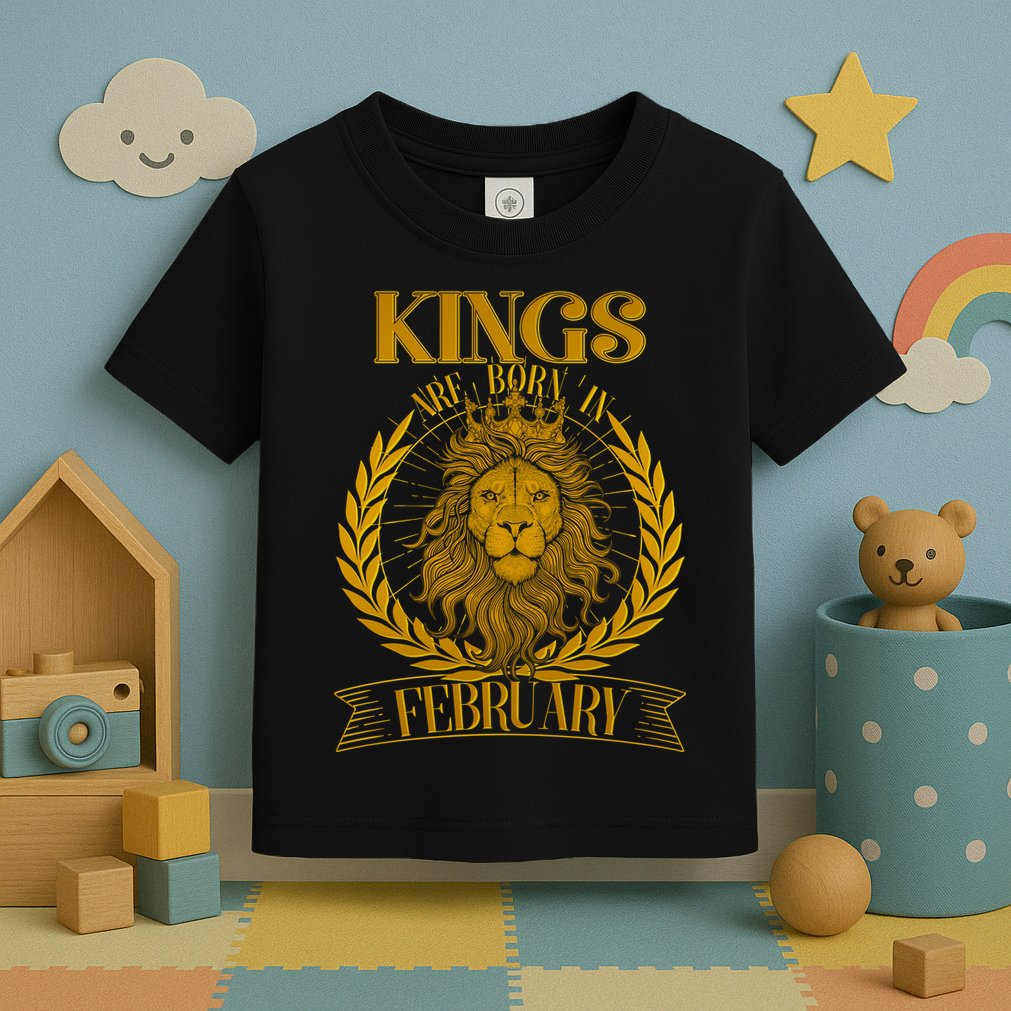 Vintage Lion Kings Are Born In February Toddler T-Shirt