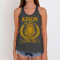 Vintage Lion Kings Are Born In February Women's Knotted Racerback Tank