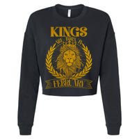 Vintage Lion Kings Are Born In February Cropped Pullover Crew