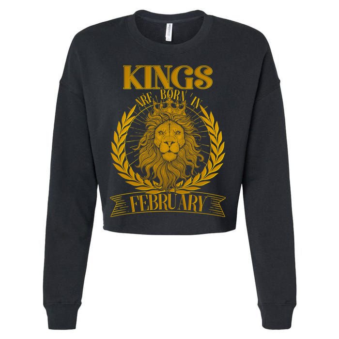 Vintage Lion Kings Are Born In February Cropped Pullover Crew