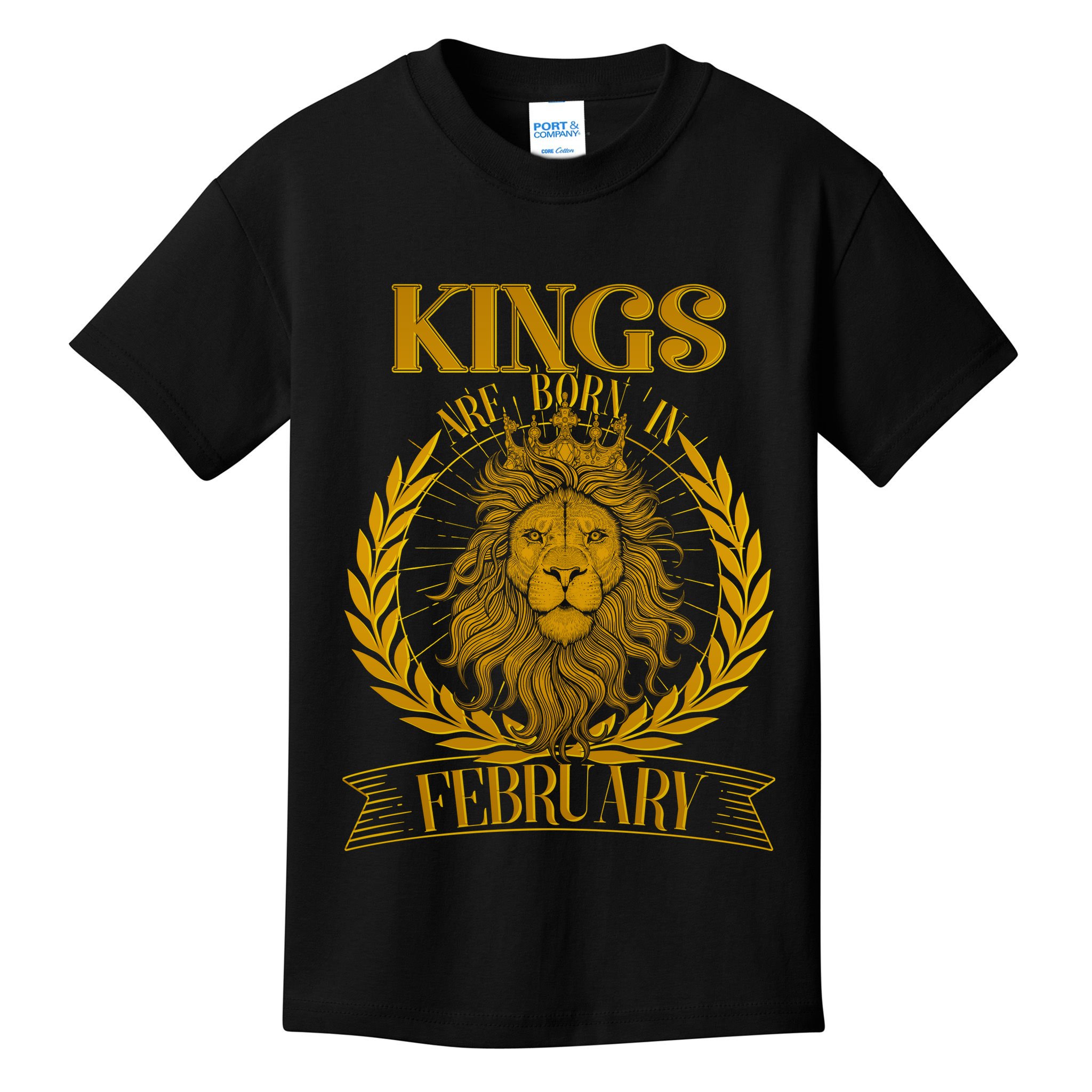 Vintage Lion Kings Are Born In February Kids T-Shirt