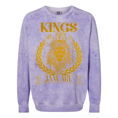 Vintage Lion Kings Are Born In January Colorblast Crewneck Sweatshirt