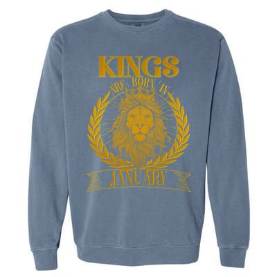 Vintage Lion Kings Are Born In January Garment-Dyed Sweatshirt