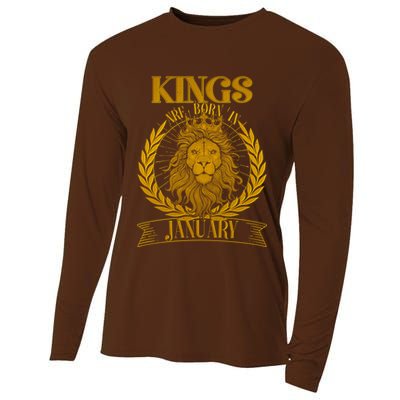 Vintage Lion Kings Are Born In January Cooling Performance Long Sleeve Crew
