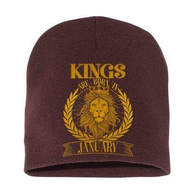 Vintage Lion Kings Are Born In January Short Acrylic Beanie