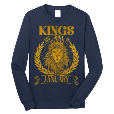 Vintage Lion Kings Are Born In January Long Sleeve Shirt