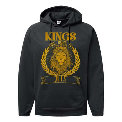 Vintage Lion Kings Are Born In July Performance Fleece Hoodie