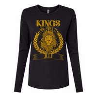 Vintage Lion Kings Are Born In July Womens Cotton Relaxed Long Sleeve T-Shirt