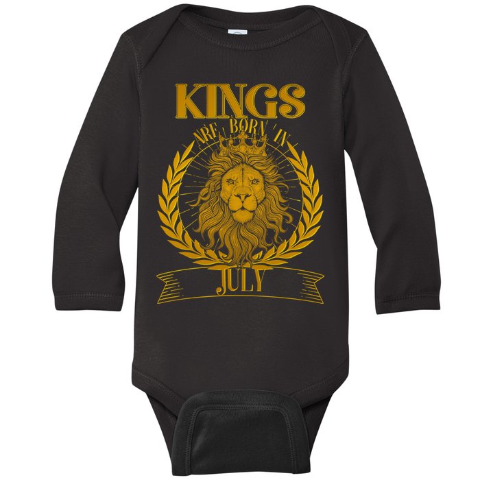 Vintage Lion Kings Are Born In July Baby Long Sleeve Bodysuit