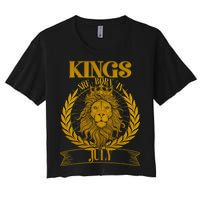 Vintage Lion Kings Are Born In July Women's Crop Top Tee