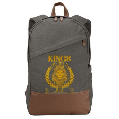 Vintage Lion Kings Are Born In July Cotton Canvas Backpack