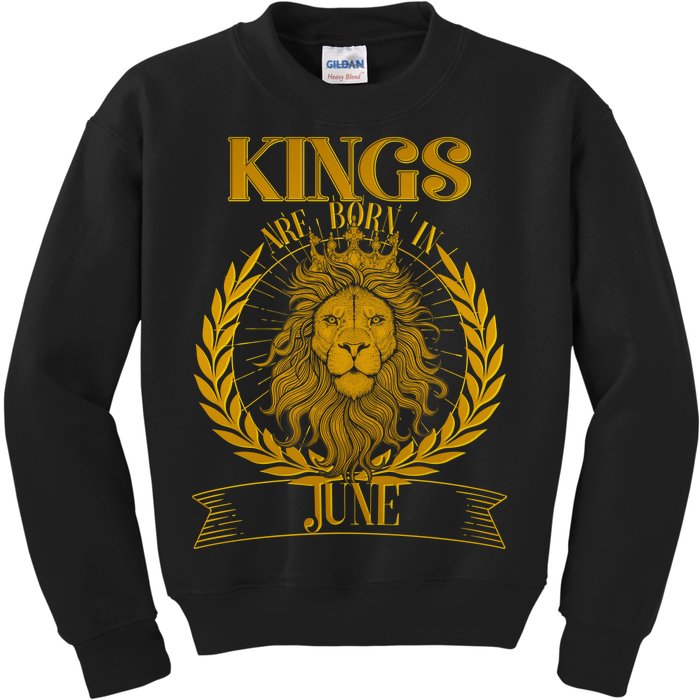 Vintage Lion Kings Are Born In June Kids Sweatshirt