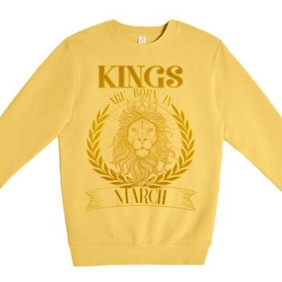 Vintage Lion Kings Are Born In March Premium Crewneck Sweatshirt