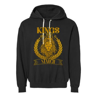 Vintage Lion Kings Are Born In March Garment-Dyed Fleece Hoodie