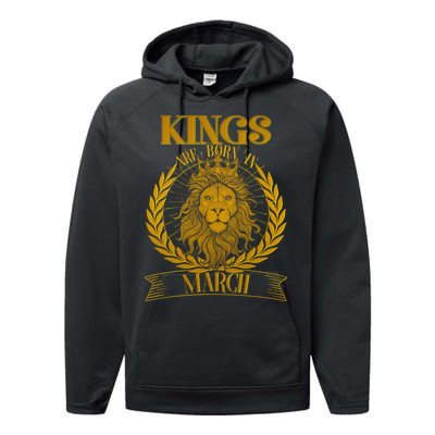 Vintage Lion Kings Are Born In March Performance Fleece Hoodie