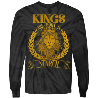 Vintage Lion Kings Are Born In March Tie-Dye Long Sleeve Shirt