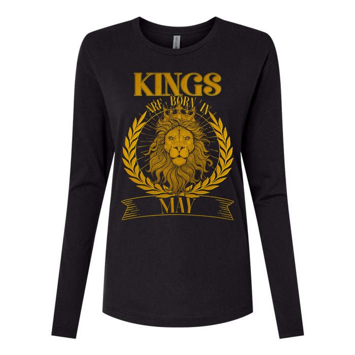 Vintage Lion Kings Are Born In May Womens Cotton Relaxed Long Sleeve T-Shirt