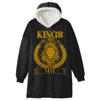 Vintage Lion Kings Are Born In May Hooded Wearable Blanket