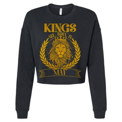 Vintage Lion Kings Are Born In May Cropped Pullover Crew