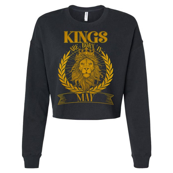 Vintage Lion Kings Are Born In May Cropped Pullover Crew