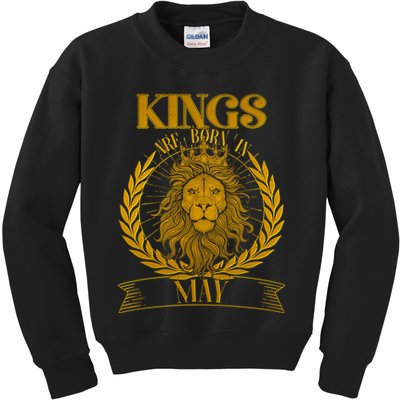 Vintage Lion Kings Are Born In May Kids Sweatshirt