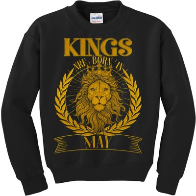 Vintage Lion Kings Are Born In May Kids Sweatshirt