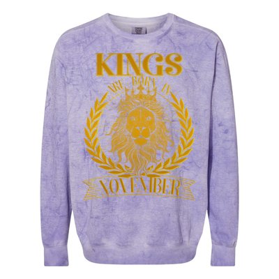 Vintage Lion Kings Are Born In November Colorblast Crewneck Sweatshirt