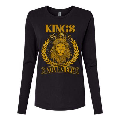 Vintage Lion Kings Are Born In November Womens Cotton Relaxed Long Sleeve T-Shirt