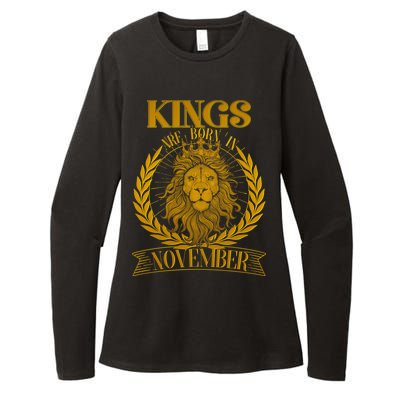 Vintage Lion Kings Are Born In November Womens CVC Long Sleeve Shirt