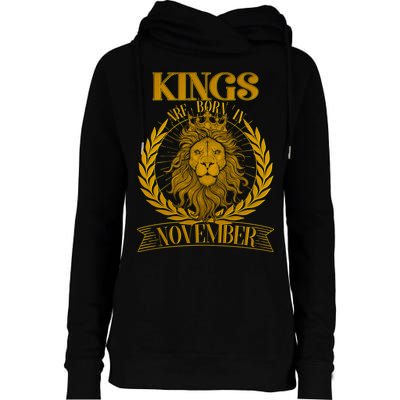 Vintage Lion Kings Are Born In November Womens Funnel Neck Pullover Hood