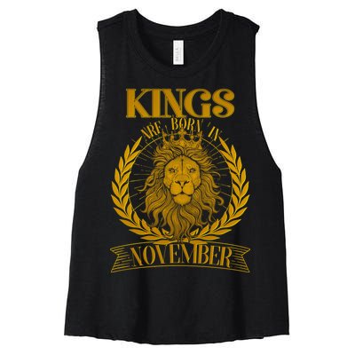 Vintage Lion Kings Are Born In November Women's Racerback Cropped Tank