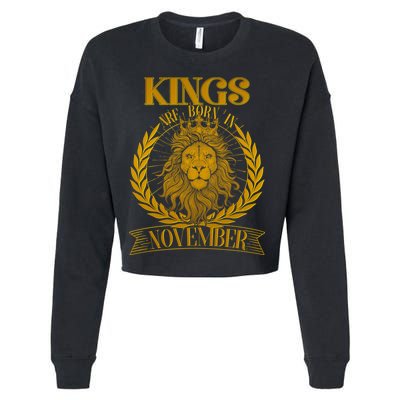 Vintage Lion Kings Are Born In November Cropped Pullover Crew