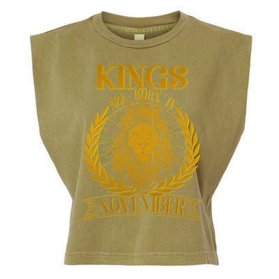 Vintage Lion Kings Are Born In November Garment-Dyed Women's Muscle Tee